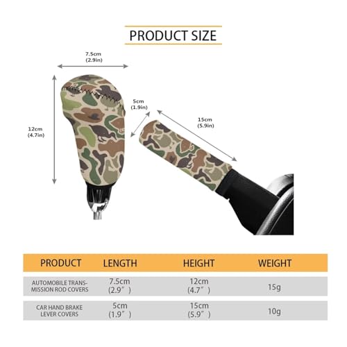 Handbrake and Gear Shift Knob Cover 2 Piece Automobile Hand Brake Cover Car Interior Accessories - color: Duck Camo Pattern