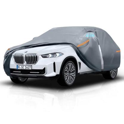 Waterproof BMW X3(2003-2026) Car Cover with Breathable Vents, [2026 Upgrade] Premium Covers with Cotton Liner and Zipper Door, Sun Rain Snow Dust Uv Protection.(Gift with Towel) - color: SUV Car Cover, size: Custom Fit BMW X3+Towel+Bag