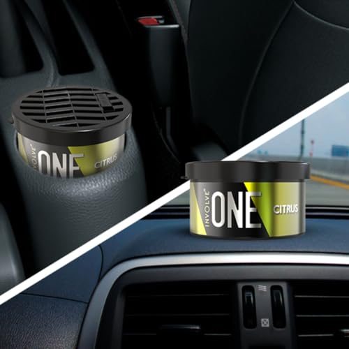 Involve One Citrus Car Air Freshener – Long Lasting Fiber Car Perfume for Cup Holder & Dashboard, Fresh Citrus Scent, Strong Odor Eliminator 40g