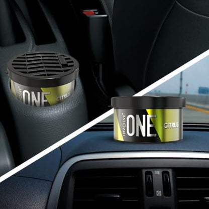 Involve One Citrus Car Air Freshener – Long Lasting Fiber Car Perfume for Cup Holder & Dashboard, Fresh Citrus Scent, Strong Odor Eliminator 40g