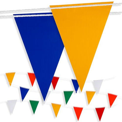 Multicolor Pennant Safety Flags, Perimeter Warning Flag Banner Line, For Flagging Construction/Traffic Barrier/Parking Lot/Rooftop/Backstroke/Party & Special Events 7" X 10" Pennants on 100' Rope - color: 100FT