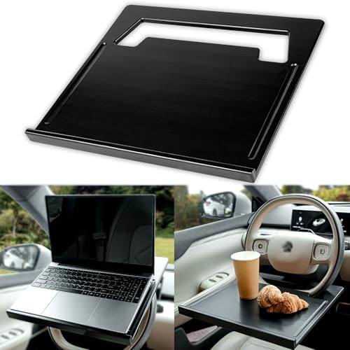 Essential Steering Wheel Tray - Car Table for Meal, Multipurpose Steering Wheel Table for Travelers, Table and Laptop Holder, Laptop Tray for Work - color: Matte Black, size: Regular (15”x14”)