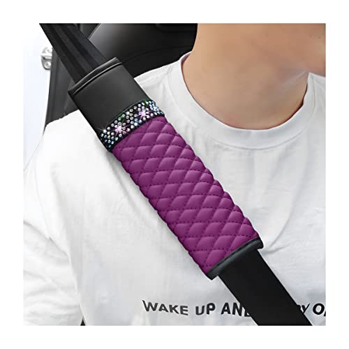 zipelo 2 Pcs Auto Seat Belt Cover, Breathable Leather Shoulder Pads Protect Your Neck, Harness Pads Strap for a More Comfortable Driving, Car Accessories Compatible with Adults Kids (Purple) - color: purple