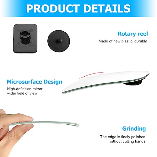 AICEL Blind Spot Car Mirror, 2 Pack 360° Adjustable Convex Rear View Mirror, HD Glass Wide Angle Frameless Rectangular Shaped Car Side Mirror, Self Adhesive Safety Security Blind Spot Mirror