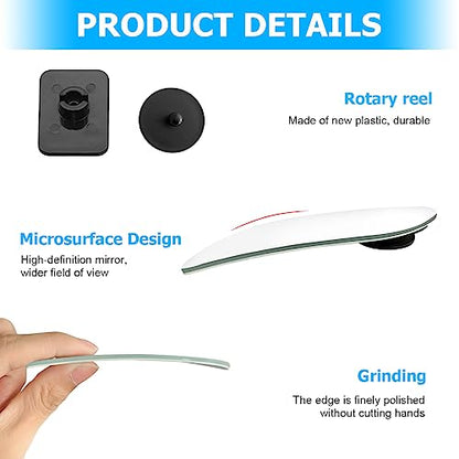 AICEL Blind Spot Car Mirror, 2 Pack 360° Adjustable Convex Rear View Mirror, HD Glass Wide Angle Frameless Rectangular Shaped Car Side Mirror, Self Adhesive Safety Security Blind Spot Mirror