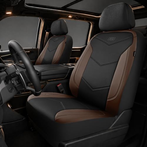 Skechers Memory Foam Seat Covers,Leather Car Seat Covers, Ultimate Comfort & Support Front Seat Covers Airbag Compatible, Automotive Universal Fit Most for SUVs, Vans, Sedans, Cars, Trucks,Brown - color: Black and Brown, size: Two Front Seats