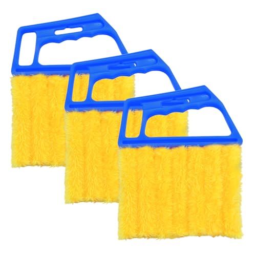3PCS Blind Cleaner Duster Tool, 7 Fingers Microfiber Handheld Shutter Cleaning Brush for Car Air Conditioner, Detachable Auto Air Vent Dusting Cleaner, Universal for Most Vehicles (Blue) - color: Blue