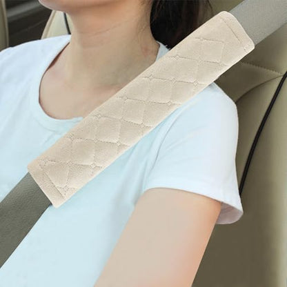 Amooca Automotive Seat Belt Cover Soft Suede Universal Fit Seatbelt Shoulder Pad Neck Protector Cushions for SUV Trucks Airplane Backpack 2 Pack Beige - color: Beige