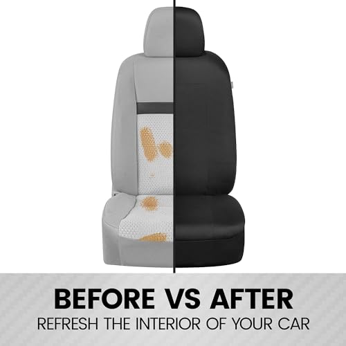 BDK PolyPro 2-Pack Front Car Seat Covers Set in Black/Black - Front Seat Covers for Cars Trucks Vans SUVs Sedans, Easy to Install Front Car Seat Cover Protection, Universal Fit Car Accessories - color: Black