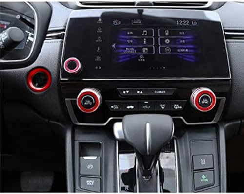 4pcs Aluminum Interior Console Trim Compatible with Honda CRV CR-V 2017 2018 2019 2020 2021 AC Air Conditioning Knob Start Stop Button Navigation Volume Knob Cover Trim (4Pcs Red) - color: Red