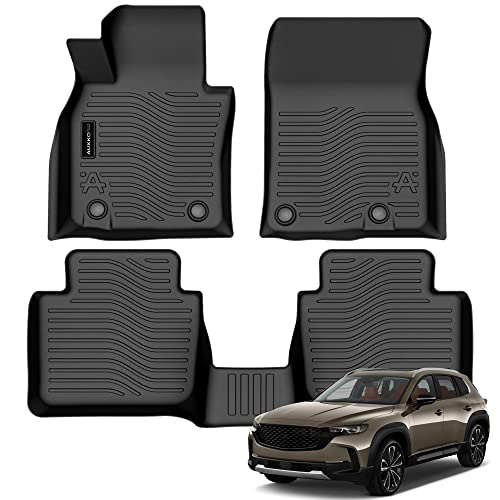Auxko All Weather Floor Mats Fits for Mazda CX-50 2026 2025-2023 Not for Hybrid TPE Rubber Liners CX50 Accessories All Season Guard Odorless Anti-Slip Mats for 1st & 2nd Row Black - size: cx50 gas|2023-2026|floor mats