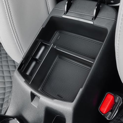 HGWEI Center Console Tray Organizer Compatible with Kia Seltos 2020 2021 2022 2023 2024 2025 2026 Accessories, Middle Armrest Insert Container ABS Secondary Storage Box, Black - color: black