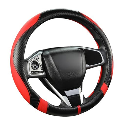 West Llama Microfiber Leather Car Steering Wheel Cover for Kia,14.5-15 inch (Black+Red-Standrad Size) - color: D-Black+Red