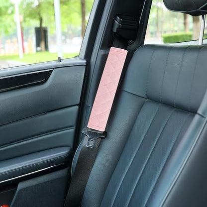 Amooca Automotive Seat Belt Cover Soft Suede Universal Fit Seatbelt Shoulder Pad Neck Protector Cushions for SUV Trucks Airplane Backpack 2 Pack Pink - color: Pink