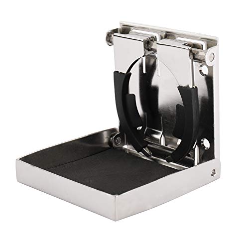 DasMarine 1 PC Stainless Steel Adjustable Folding Down Drink Holder Cup Holder for Marine/Boat/Caravan/Car (1 PC)