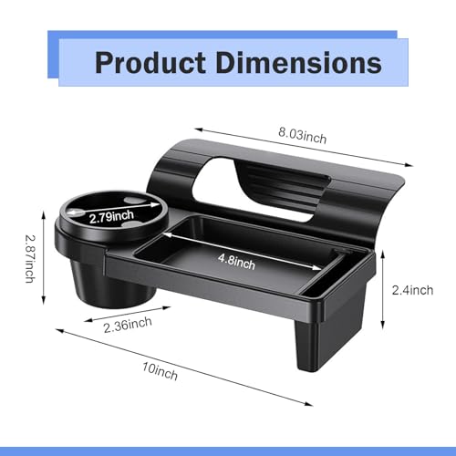 Car Window Storage Holder, Multi-function Cup Holder with Phone Slot & Storage Tray, ABS Anti-scratch Insert Extra Hanging Mount, Interior Organizer for Most Vehicles (Black)