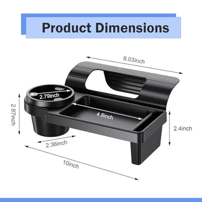 Car Window Storage Holder, Multi-function Cup Holder with Phone Slot & Storage Tray, ABS Anti-scratch Insert Extra Hanging Mount, Interior Organizer for Most Vehicles (Black)