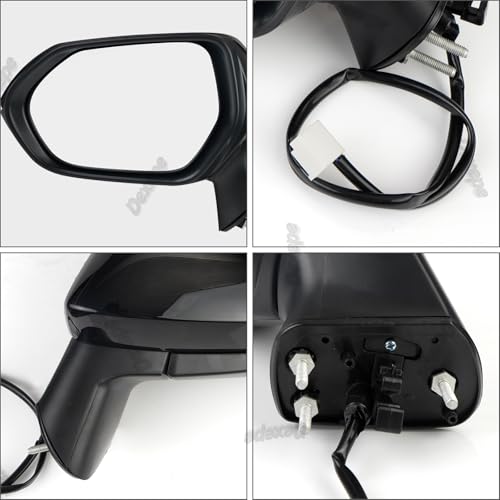Driver Side Mirror Assembly Compatible with Toyota Corolla 2020-2025 Non-heated Power Adjustable Glass Replace 8794012F80, TO1320391, 8794002916, 8794002928 Black (3Pin Left) - style: 3pin Left