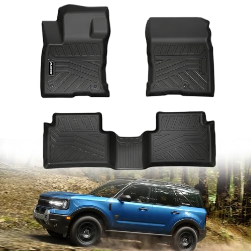 Floor Mats for 2021 2022 2023 2024 2025 Ford Bronco Sport, TPE All Weather Protection Heavy Duty 1st & 2nd Row Floor Liners Automotive Accessories,Black - size: 2021-2025 Ford Bronco Sport