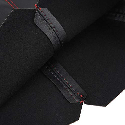 Shifter Boot Universal, PU Leather Shift Boot Retainer Stick Shift Sleeve Gear Shifter Boot Gear Gaiter Cover Black Bright Red Stitch