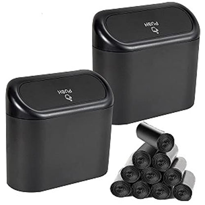 2 Packs Mini Car Trash Can Bin with Lid and 150pcs Trash Bags,Car Trash Can Bin,Car Garbage Trash Can Storage for Front Back Seat Accessories (2)…