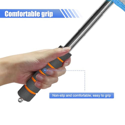 Car Windshield Cleaner Tool, Retractable Rearview Mirror Brush with Extendable Handle, Microfiber Window Washing Pad, Portable Auto Glass Wiper for Car Home Office (Blue) - color: Blue