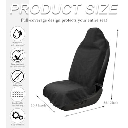 DXNQ Waterproof Car Towel Seat Cover, Sweating Non-Slip Premium Towel Carseat Cover Protector, Universal Soft Machine Washable Car Truck SUV Front Seat Cover for Gym Workout Beach Hiking (Black) - color: Black, 1pc, Front