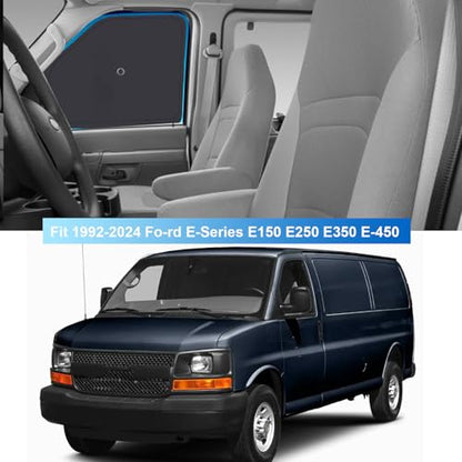 Front Side Window Sun Shade with Suction Cups for 1996-2025 Chevy Express Cargo Van, Foldable Window Sunshade Sun Visor Protector, Side Window Shades Sun Shield Blocks UV Rays Heat, Pack of 2 - size: Silver & Black-Fit 1996-2025 Chevy Express