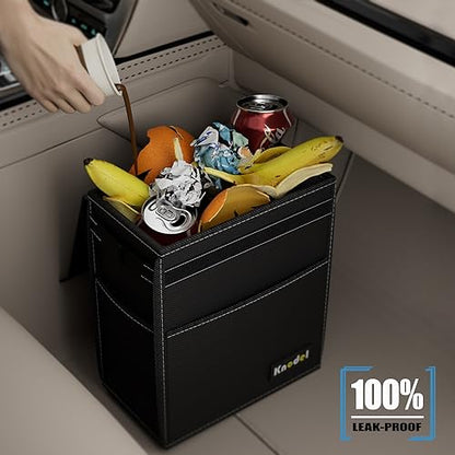 K KNODEL Car Trash Can, Waterproof Garbage Can, Trash Bag with Lid, Leak-Proof Car Bin, Trash Hanging Bag for SUV (Large, Black) - color: Black, size: Large