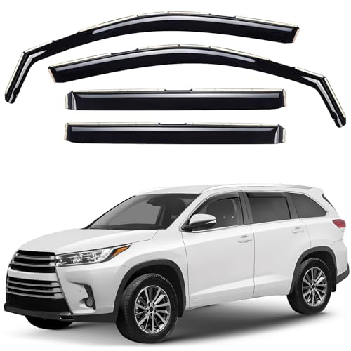 Window Deflectors Smoke Tinted in-Channel Side Window Vent Visor Deflectors Rain Guards Compatible with Toyota Highlander 2014-2019 - 4 pcs. GW0898 - color: For Highlander 14-19