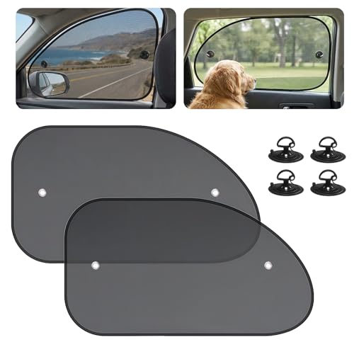 Car Window Shades, 2PCS Car Shades for Side Windows, Mesh Sunshade with Suction Cup for Baby Passengers, Sun Protection and Heat Blocking, Universal for Sedan, Truck, SUV (25.6" x 14.9 ") - color: Black -Side, size: 2 PCS