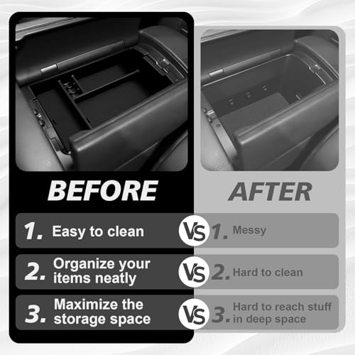 Muslogy Center Console Organizer Compatible with 2026 Hyundai Palisade Accessories Upper & Lower Armrest Box 2-Layer Organizer Insert Tray 2Pcs (Only Fit Calligraphy Trim) - size: 26+ Palisade Console Organizer 2-Layer