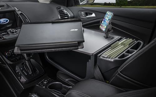 AutoExec Reach Car Desk for Your Vehicle Workstation and Mobile Office, Front Seat, with 400 watt Power Inverter and Phone Mount - color: Grey, style: 400 watt Power Inverter and Phone Mount