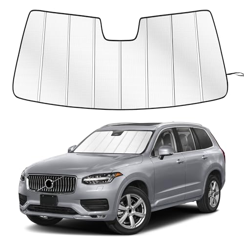 Windshield Sun Shade for Volvo XC90 2016-2026 Custom Fit Accordion Folding Design Window Sunshade Car Accessories, Full Coverage Sun Visor Protector - Blocks 99% UV Rays - size: Volvo XC90 2016-2026