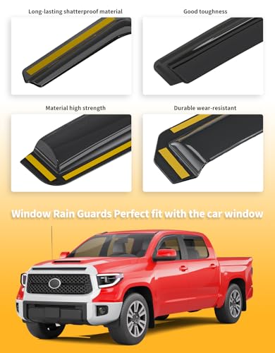 in-Channel Window Rain Guards Fit for Truck Toyota Tundra 2007-2021 CrewMax Extra Durable Window Deflectors Window Visors Vent Visors Vent Shades Car Accessories-4 pcs Q27 - size: Fit for 2007-2021 Tundra CrewMax