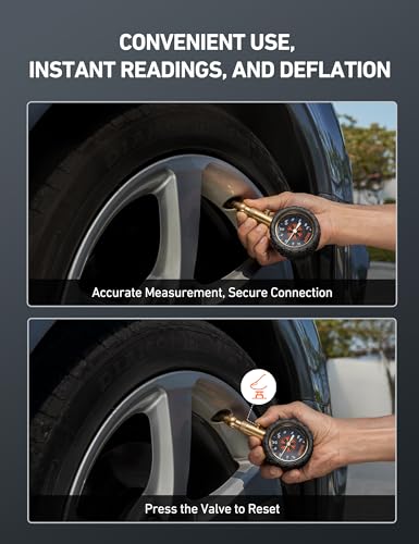 AstroAI Tire Pressure Gauge 6-170 PSI, Large 2" Easy Read Glow Dial Tire Gauge, Certified ANSI B40.1(1%) Accurate, Compatible for Bicycle, Car, SUV, Truck & Motorcycle