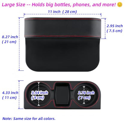 Car Cup Holder Expander & Seat Gap Filler - PU Leather Cover with Stitching, Multifunctional Front Seat Organizer, for Car Truck Van, Holds Large Cups and Phones,Prevent Dropping Items (1 Pack, Gray) - color: Gray