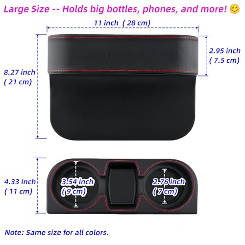 Car Cup Holder Expander & Seat Gap Filler - PU Leather Cover with Stitching, Multifunctional Front Seat Organizer, for Car Truck Van, Holds Large Cups and Phones,Prevent Dropping Items (1 Pack, Gray) - color: Gray