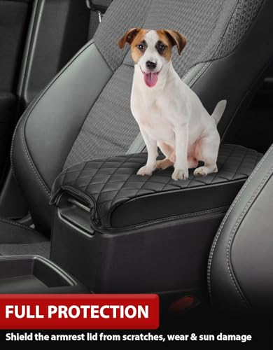 KBH Center Console Armrest Cover for Toyota Camry 2012 2013 2014 2015 2016 2017, Vinyl Leather Trim, Car Arm Rest Cushion Pad Protective Covering, Anti-Scratch, Black - color: Black Cover, size: Camry 2012-2017