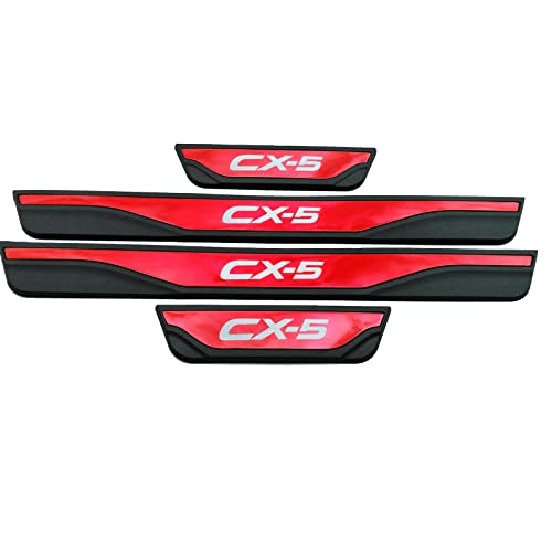 Car Door Sill Scuff Protector, for Mazda cx-5 cx5 2013-2022 Accessories Parts, Stainless Steel With abs Plastic Door Entry Guard Plate Trim Cover, Auto Interior Accessory Kick Panels Black 4pcs set