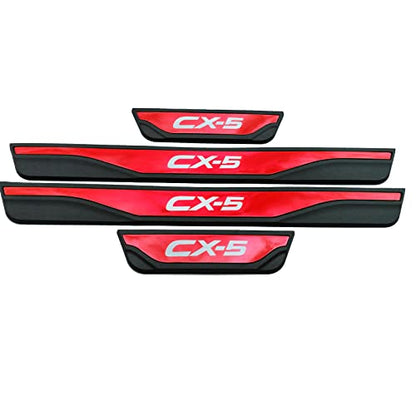 Car Door Sill Scuff Protector, for Mazda cx-5 cx5 2013-2022 Accessories Parts, Stainless Steel With abs Plastic Door Entry Guard Plate Trim Cover, Auto Interior Accessory Kick Panels Black 4pcs set