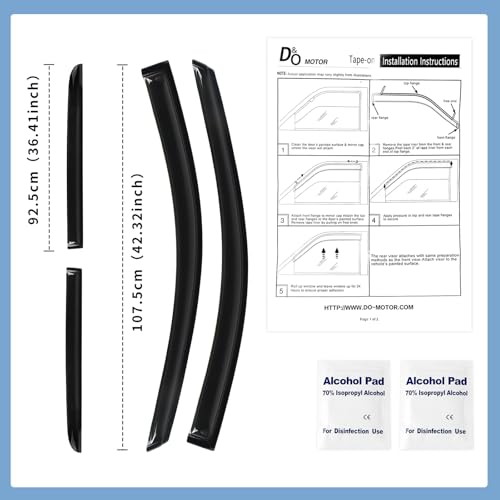 4PCS Rain Guards Fit for Honda Odyssey 2005-2010, Front & Rear Window Visors Wind Deflector, Outside Mount Vent Shade 2005 2006 2007 2008 2009 2010, 94029 - size: For 2005-2010 Honda Odyssey