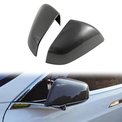 Side Mirror Cover Compatible with Tesla Model X 2017-2020, Mirror Cover Cap Trim (Carbon Fiber Style) - color: Carbon Fiber