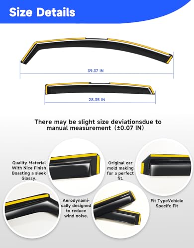 in-Channel Window Rain Guards Fit for Chevy Malibu 2016-2025(9 Gen),Rain Guards Visors Vent Visors Window Deflector, Vent Shades Car Accessories -4 pcs - size: Fit for 2016-2025 Chevy Malibu(9 Gen)