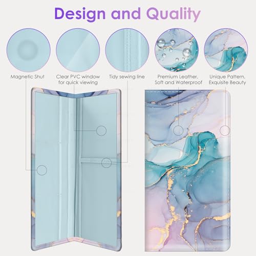 Car Registration and Insurance Holder，Colour Patterns Men Women Car License Document Registration and Insurance Card Holder - color: Blue Pink Marble
