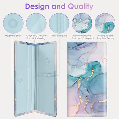 Car Registration and Insurance Holder，Colour Patterns Men Women Car License Document Registration and Insurance Card Holder - color: Blue Pink Marble