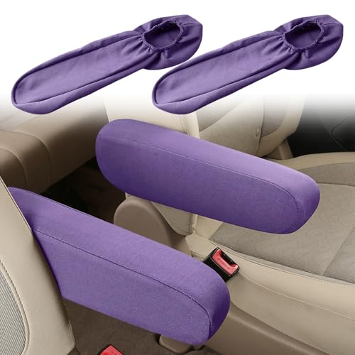 2PC Car Front Seat Armrest Covers,Universal Size Seat Arm Rest Cover,Flat Cloth Fabric Armrest Cover,Car Interior Accessories(Purple,1Pair) - color: Purple-2PC