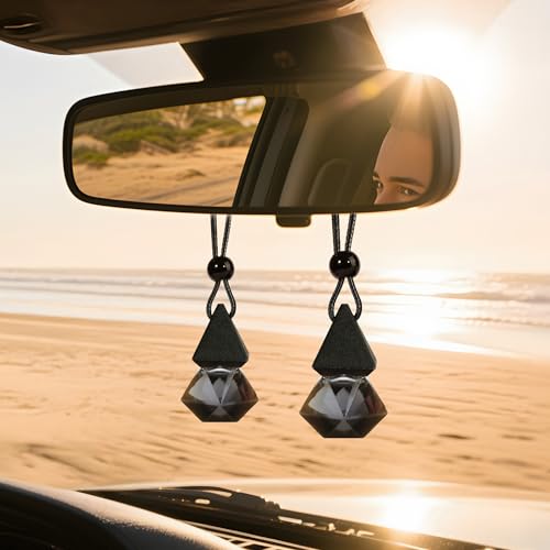 Luxury Perfume Scented Car Air Freshener for Summer - Hanging Essential Oil Diffuser with 90-Day Long-Lasting Fragrance, Non-Toxic & Eco, Premium Gift for Men/Women(Pure white linen Scent, 2 x 8ml) - color: Pure White Linen