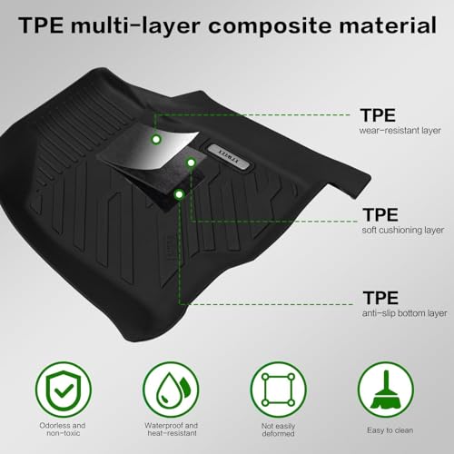 All Weather Floor Mat for 2019-2026 Chevy Silverado/GMC Sierra 1500 Crew Cab 2020-2026 SLV/SRA 2500 3500 HD Crew Cab with Factory Carpeted Storage,TPE Car Mat Full Set 1st & 2nd Row All Weather - size: Chevy, style: 19-26 Chevy Silverado
