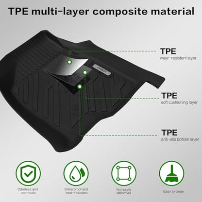 All Weather Floor Mat for 2019-2026 Chevy Silverado/GMC Sierra 1500 Crew Cab 2020-2026 SLV/SRA 2500 3500 HD Crew Cab with Factory Carpeted Storage,TPE Car Mat Full Set 1st & 2nd Row All Weather - size: Chevy, style: 19-26 Chevy Silverado